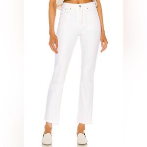 GRLFRND Karolina High Rise Straight Crop White Jean